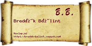 Bredák Bálint névjegykártya